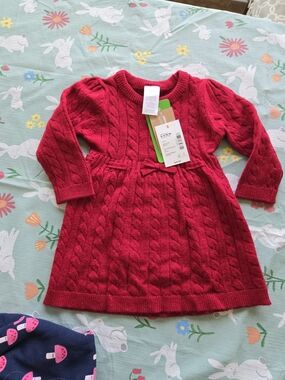 NWT Gymboree Baby Girls Red Cable-Knit Long Sleeve Dress